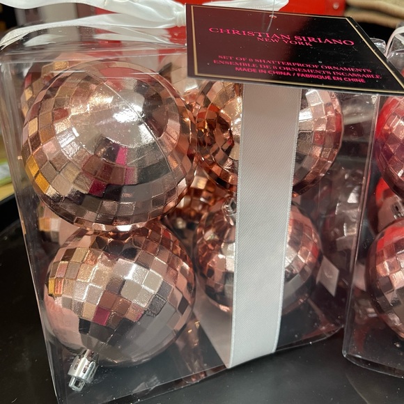 PINK Disco Mirror Ball Ornament 🩷🪩 2 sets of 8 Shatterproof, Siriano NIB - Picture 5 of 5